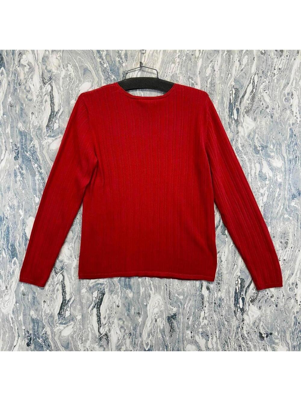 Talbots Preppy Classic Red Ribbed Sweater (L) - Picture 5 of 9